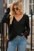 Lightweight Ribbed Knit Button Front V Neck Cardigan